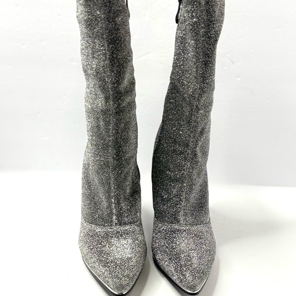 Nicole Miller Shoes - Nicole Miller Silver Metallic Pointed Toe Stiletto Boots Size 10